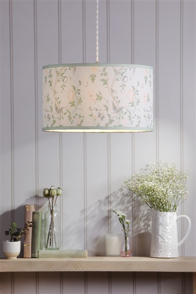 (image for) Laura Ashley Summer Palace Eau De Nil Green Cotton Drum Shade 38cm